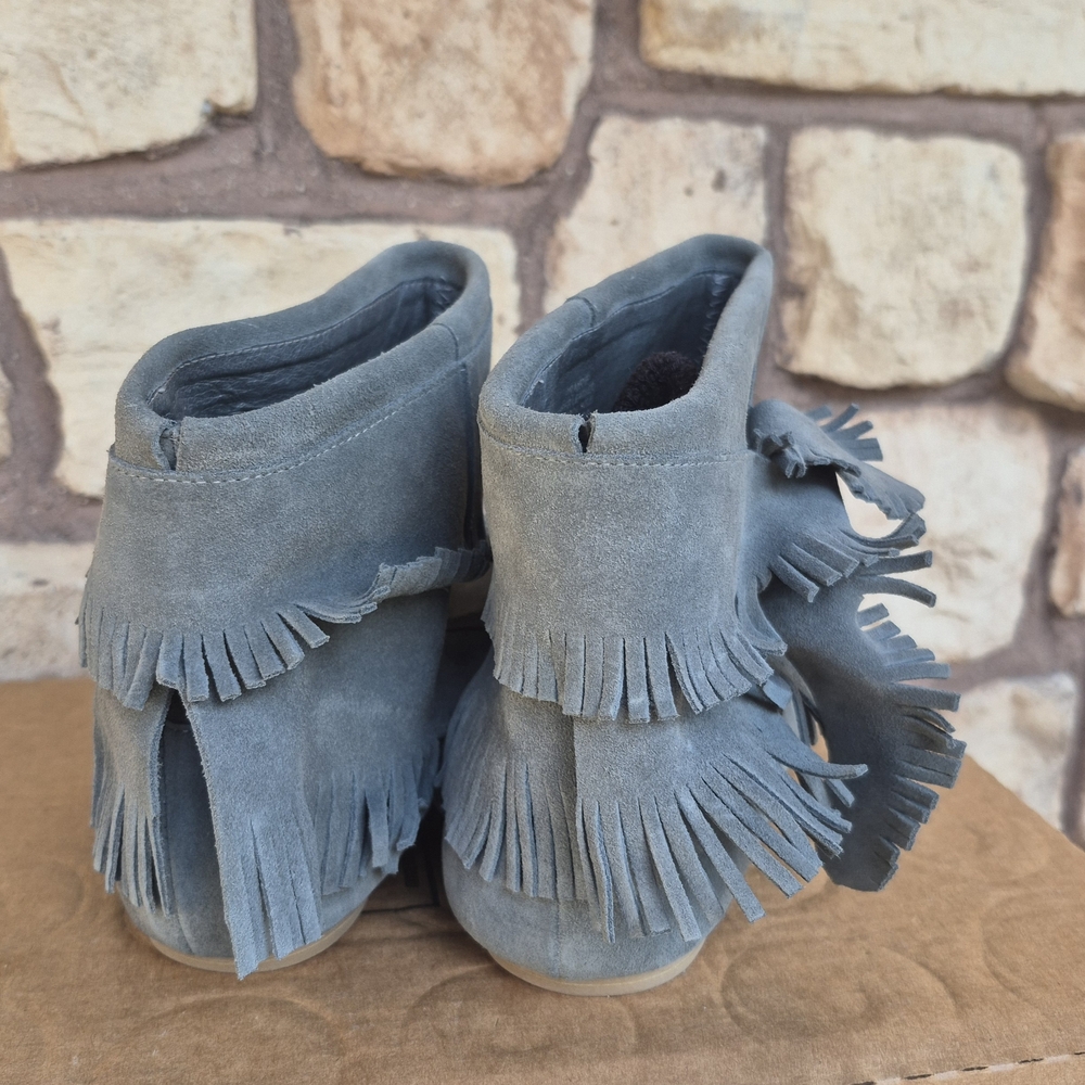 NEW Jeffrey Campbell Prairie Havana Last Fringe Boots 9 Grey Suede Boho Western - Picture 4 of 8